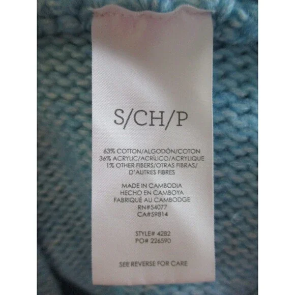 CAbi Womens Sz S Frosty Pullover Knit Sweater V-Neck Aqua Blue Style 4282 Casual - Picture 7 of 8